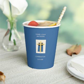 Holy Cross Sky Blue Religious Party Paper Cups