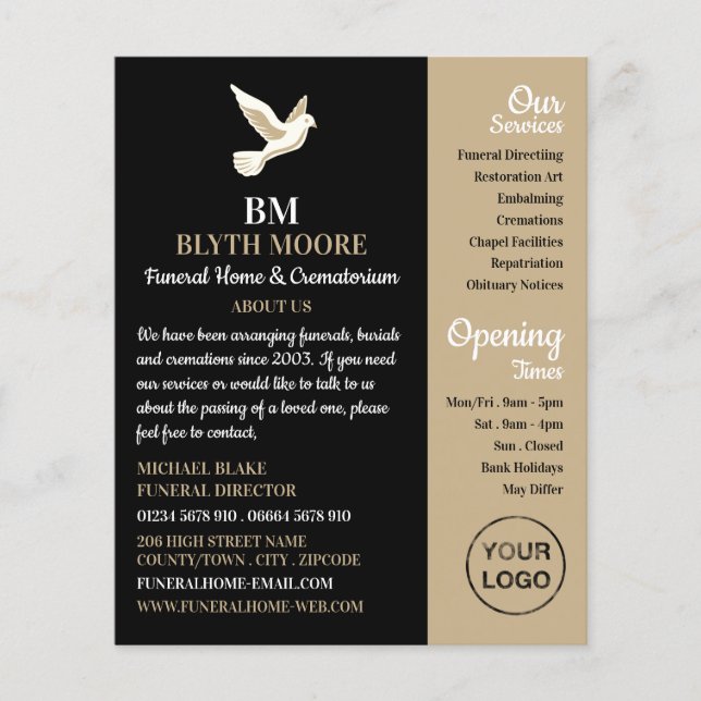 Holy Dove, Funeral Home, Directors Flyer (Front)