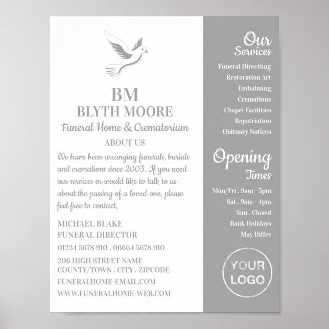 Holy Dove, Funeral Home, Directors Poster (Front)