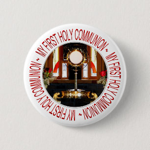 HOLY EUCHARIST - HOLY COMMUNION 6 CM ROUND BADGE