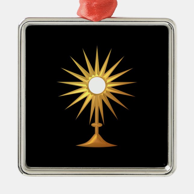 Holy Eucharist in golden Monstrance Metal Tree Decoration (Front)