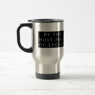 Holy Face of Lucca! Black Travel Mug