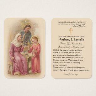 Holy Family Catholic Funeral Memorial Holy Card -