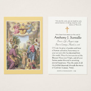 Holy Family Catholic Funeral Memorial Holy Card -
