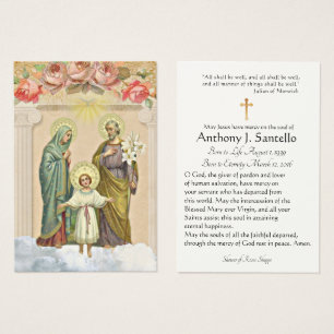 Holy Family Catholic Funeral Memorial Holy Card -