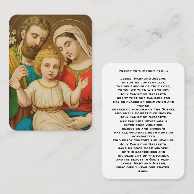 Holy Family Catholic Prayer Card (Front/Back)