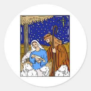 Holy Family Christmas Eve Classic Round Sticker