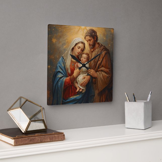 Holy Family Christmas Wall Clock For Peaceful Holi (Office)