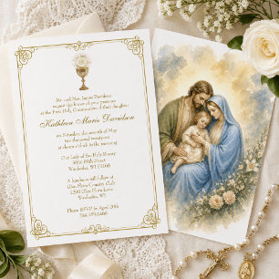 Holy Family First Communion Elegant gold Invitation
