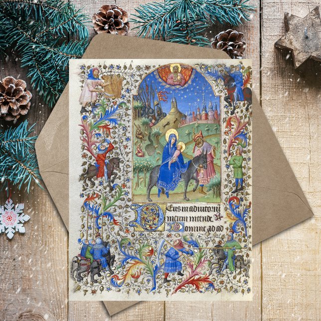 Holy Family Flight into Egypt Christmas Mediaeval Postcard (Holy Family Flight into Egypt Christmas Nativity Medieval Catholic Christmas Postcard)