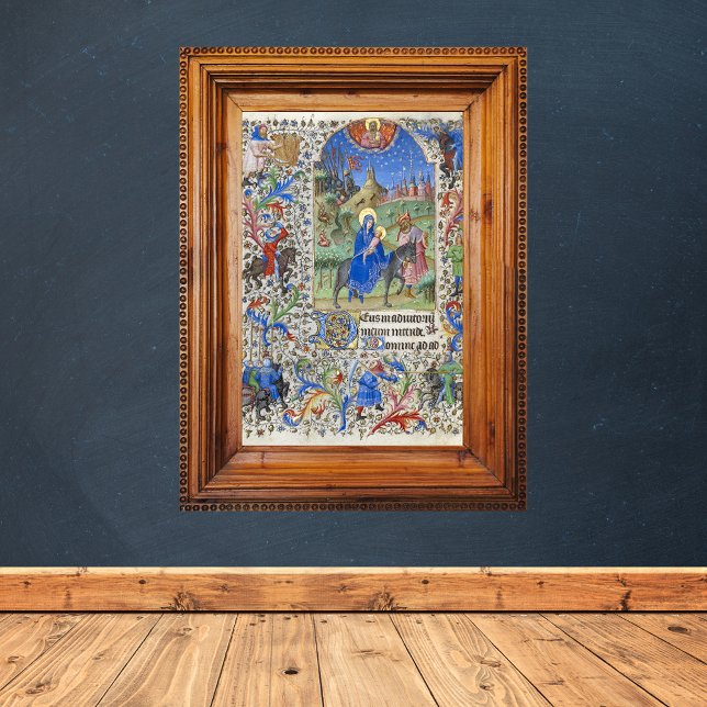 Holy Family Flight into Egypt Mediaeval Manuscript Poster (Holy Family Flight into Egypt Christmas Medieval Manuscript Catholic Christian Poster)
