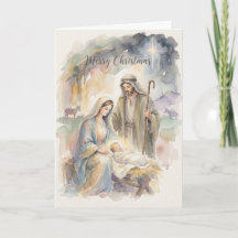 Holy Family Nativity Watercolor Christmas