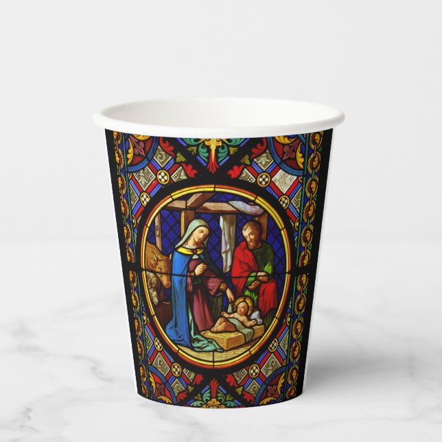 Holy Family "Stained Glass"  Paper Cups (Front)