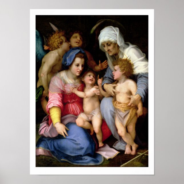 Holy Family with Angels, c.1515-16 (oil on panel) Poster (Front)