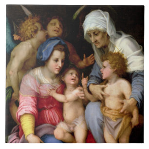 Holy Family with Angels, c.1515-16 (oil on panel) Tile