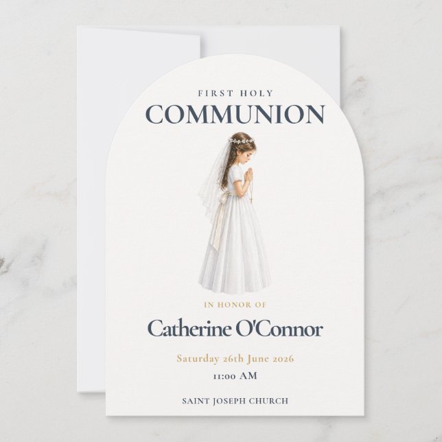 Holy First Communion Girl Invitation (Front)