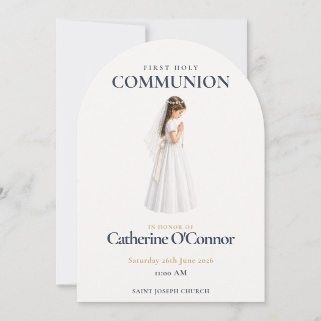 Holy First Communion Girl Invitation (Front)