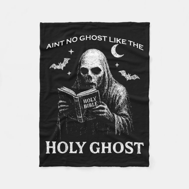 Holy Ghost Creepy Realistic Distressed Halloween B Fleece Blanket (Front)