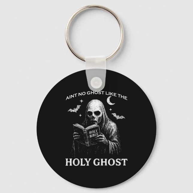 Holy Ghost Creepy Realistic Distressed Halloween B Key Ring (Front)