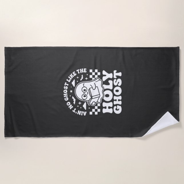 Holy Ghost Retro Halloween Ghost Design_1 Beach Towel (Front)