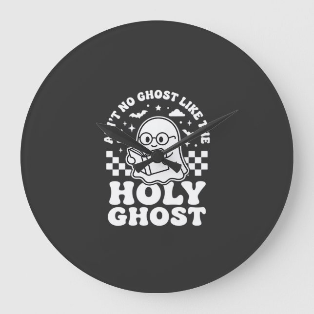 Holy Ghost Retro Halloween Ghost Design_1 Large Clock (Front)