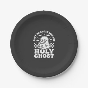 Holy Ghost Retro Halloween Ghost Design_1 Paper Plate