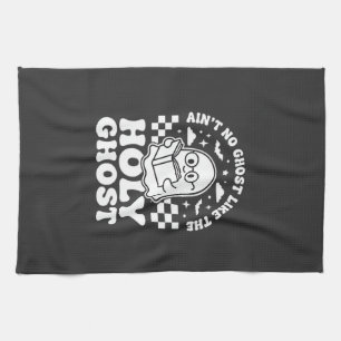 Holy Ghost Retro Halloween Ghost Design_1 Tea Towel