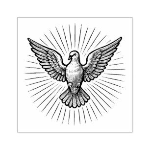 Holy Ghost Spirit Dove Rays Catholic Rubber Stamp