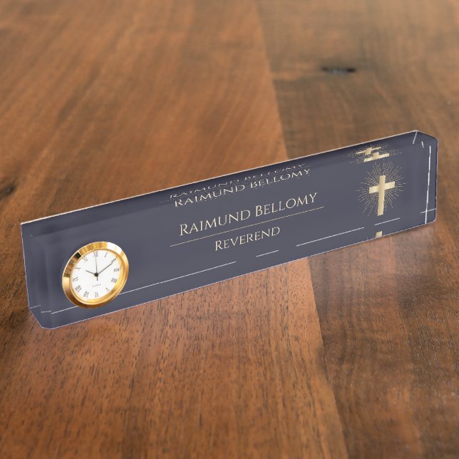 Holy Gold Cross Nameplate (Side)