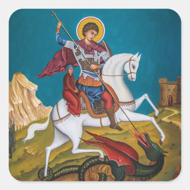 Holy Great Martyr St. George Orthodox Icon         Square Sticker (Front)
