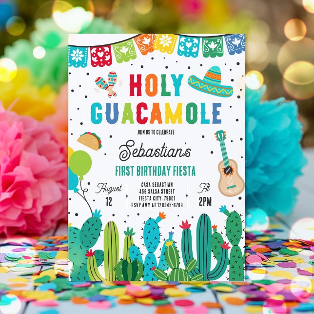 Holy Guacamole 1st Birthday Fiesta Party Invitation (Creator Uploaded)