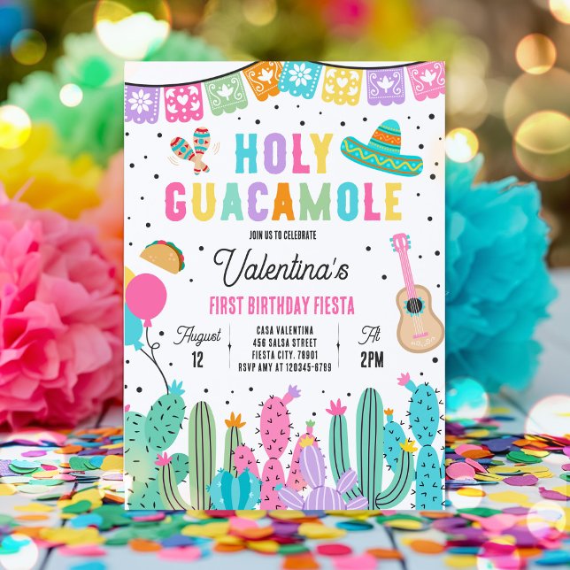 Holy Guacamole 1st Birthday Fiesta Party Invitation (Creator Uploaded)