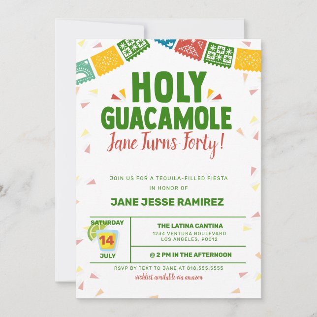 Holy Guacamole 40th Birthday Fiesta Invitation (Front)