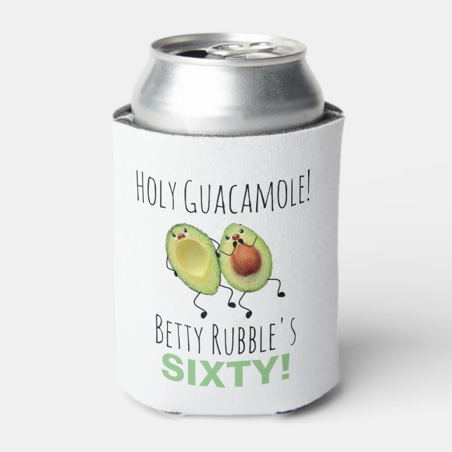 Holy Guacamole 60th Birthday Personalised Can Cooler (Can Front)