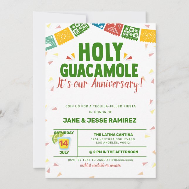 Holy Guacamole Anniversary Fiesta Invitation (Front)