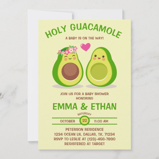 Holy Guacamole Avocado Baby Shower Invitation (Front)