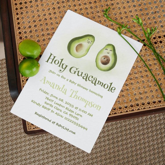 Holy Guacamole Avocado Parents Fiesta Baby Shower Invitation (Creator Uploaded)
