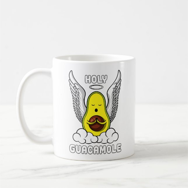 Holy Guacamole Avocado Vegan Funny Joke Coffee Mug (Left)