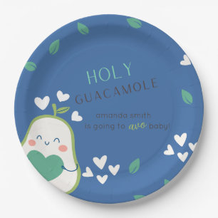 Holy Guacamole Baby Shower Happy Avocado  Paper Plate