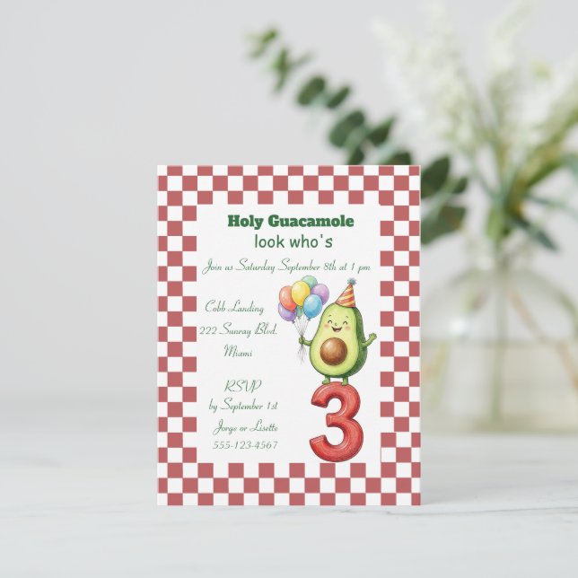 Holy Guacamole Birthday Party Digital Download Invitation (Standing Front)