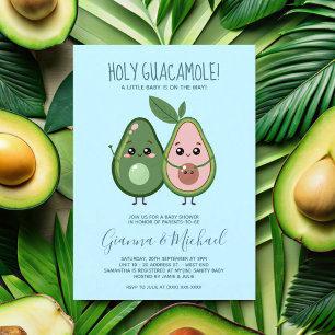 Holy Guacamole Blue Avocado Baby Shower Invitation
