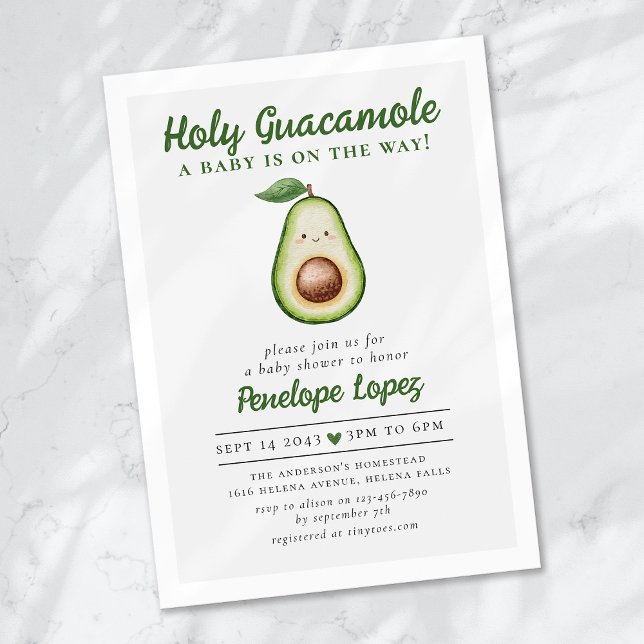 Holy Guacamole Cute Avocado Baby Shower Invitation (Creator Uploaded)