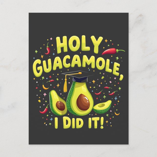 Holy Guacamole I Did It Graduation Cinco De Mayo Invitation Postcard (Front)
