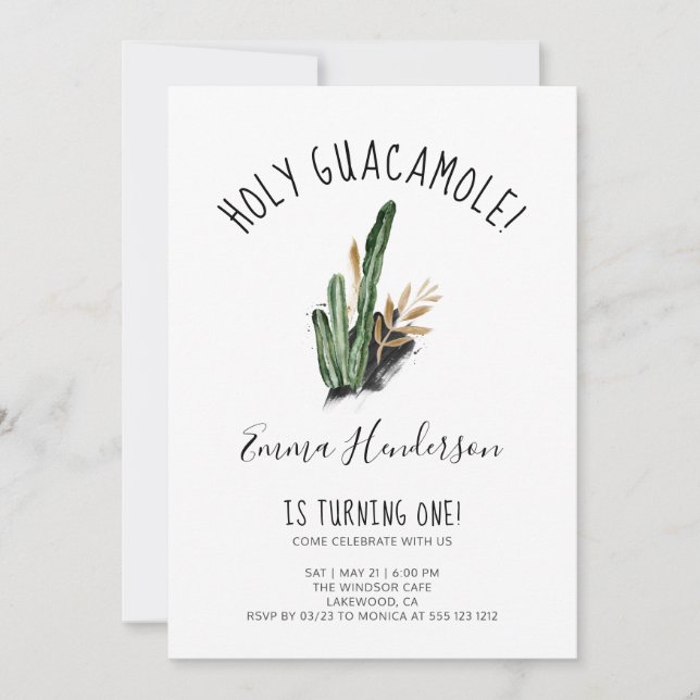Holy Guacamole Mexican Modern 1st Birthday (Front)