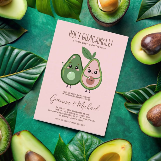 Holy Guacamole Pink Avocado Baby Shower Invitation (Creator Uploaded)