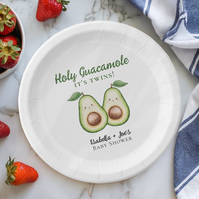 Holy Guacamole Twins Funny Baby Shower Paper Plate (Creator Uploaded)