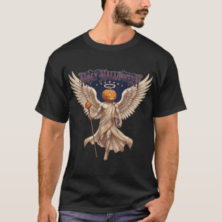 Holy Halloween Angel Pumpkin Gothic Vintage Illust T-Shirt