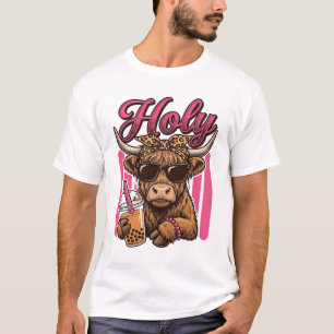 Holy Highland Cow Vintage Boba Tea Shirt Design_1