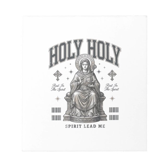 Holy Holy Vintage Engraving Religious Shirt Design Notepad (Front)