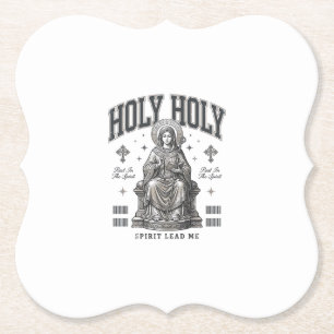 Holy Holy Vintage Engraving Religious Shirt Design Paper Coaster